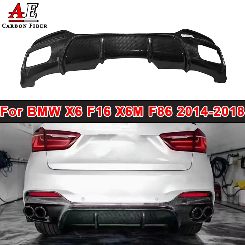 

For BMW X6 F16 X6M F86 2014-2018 Carbon Fiber Rear Bumper Lip Diffuser Guard Car Rear Lip Splitter Apron 3D Style Body Kit