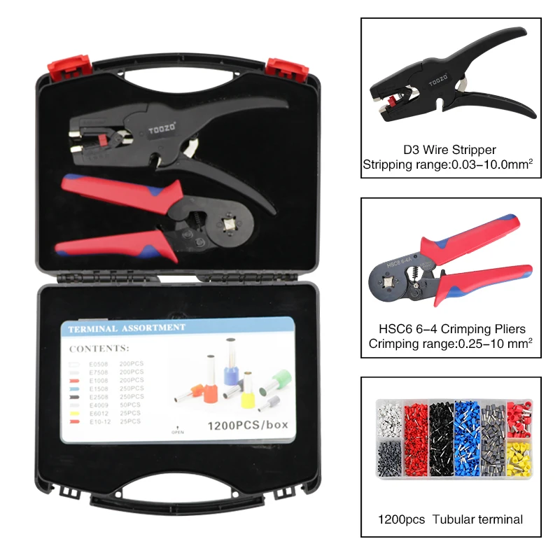 Ferrule Crimping Tool Kit - Sopoby Ferrule Crimper Plier 0.08-16mm2 /700pcs Wire Ferrules Crimp Wire Ends Terminal