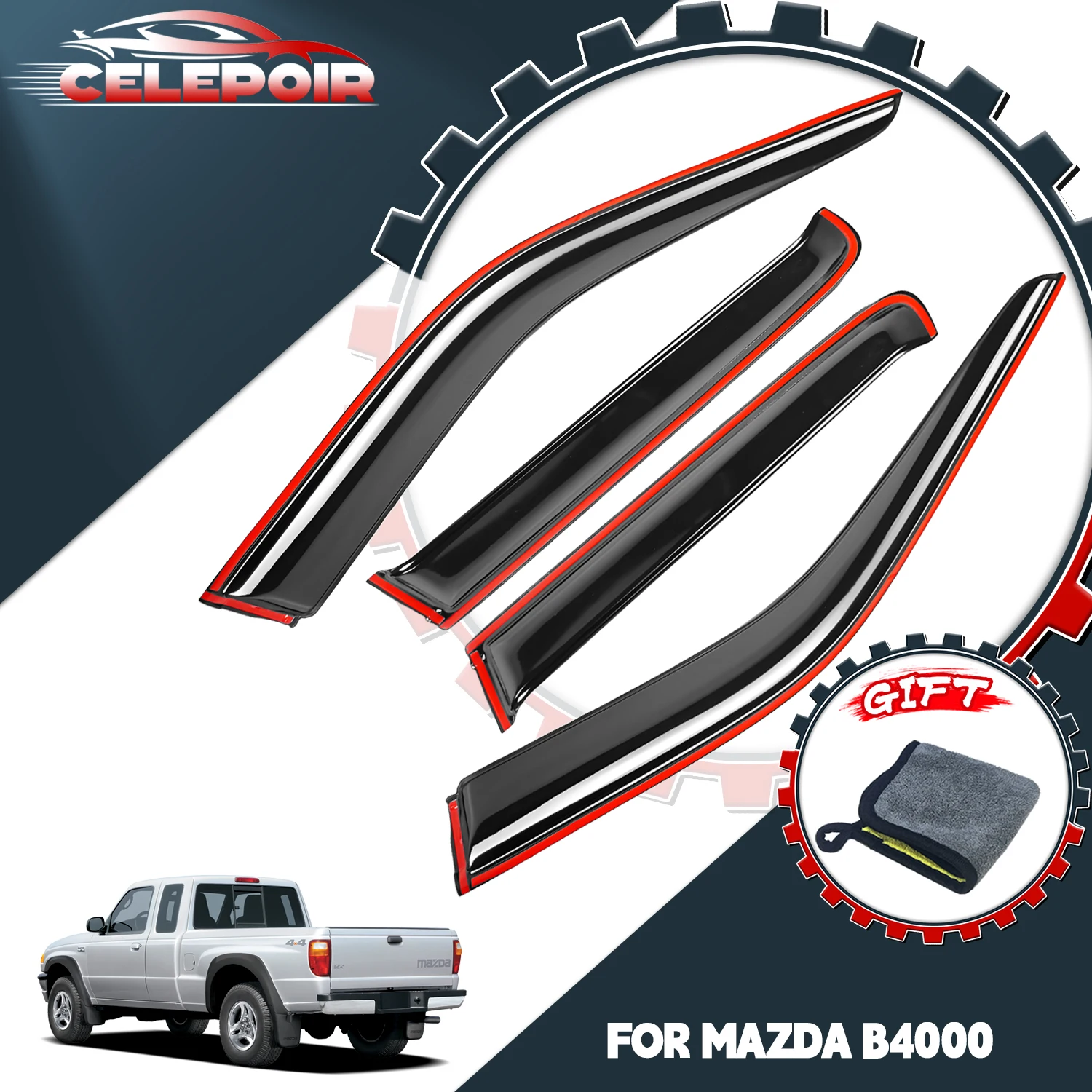 

Дефлекторы окон (ветровики) для Ford Ranger Extended Cab 1999-2011 годов выпуска, защита от дождя