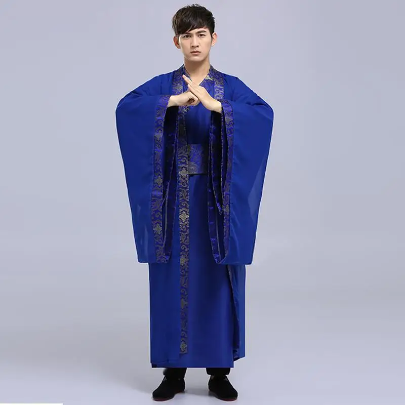 Hanfu à manches longues de style chinois pour hommes, robe traditionnelle, ensemble deux pièces, blanc, rétro, amélioré, arts martiaux