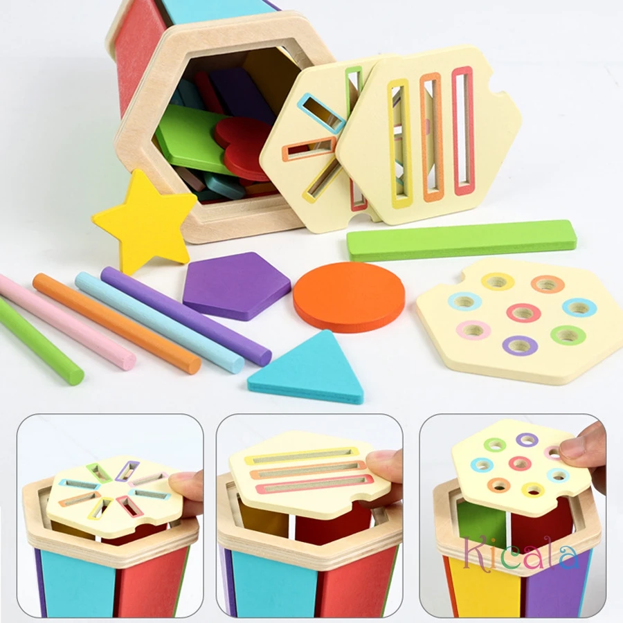 Baby Montessori Farbe Sortierung Passende Spielzeug Holz Form Sortierung Spielzeug Pädagogisches Mathematik Lernen Spielzeug für Kinder Kleinkind Geschenk