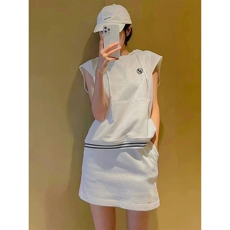 New fashion summer women's golf dress, high quality breathable quick drying golf sportswear, hooded sleeveless golf wear