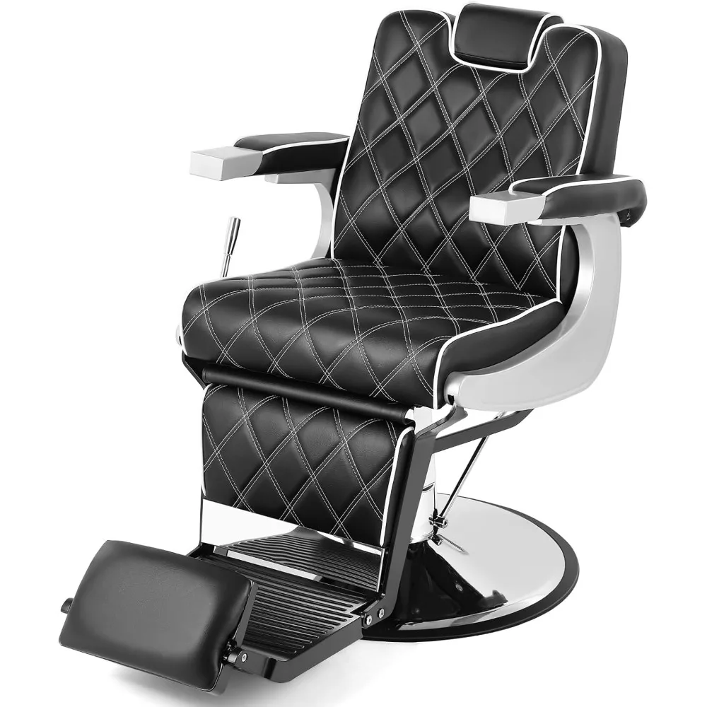 

Heavy Duty Vintage Barber Chair All Purpose Hydraulic Recline Salon Beauty Spa Styling Equipment Black