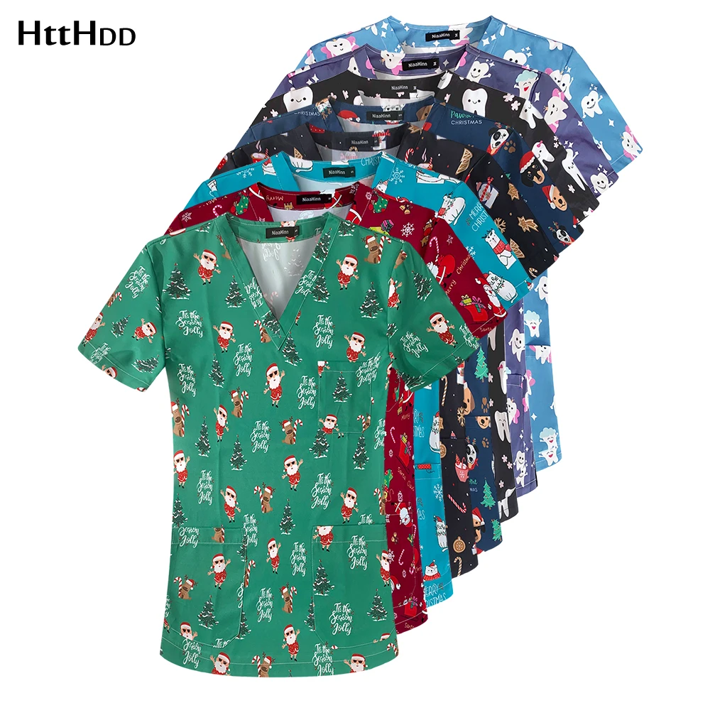 Doctor Nursing Scrub Top Hot Sales Veterinary Clothes Uniform Dental Scrub Pet Shop Pharmacy Medical Uniform Short Sleeved Shirt