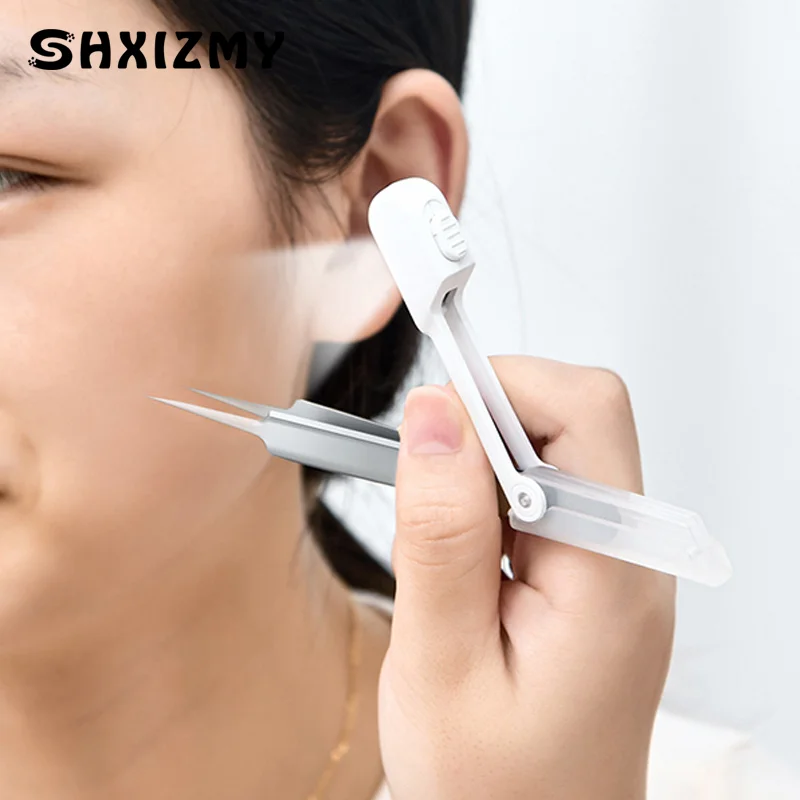 3 Stuks Led Acne Naald Pincet Mee-Eter Puistjes Verwijderen Puntige Buiging Gib Hoofd Gezichtsverzorging Tools Comedone Acne Extractor