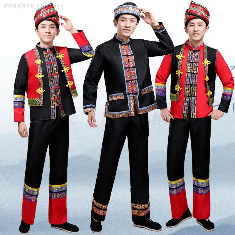 

Chinese Traditional Ethnic Clothing for Men National March Three Dance Performance Costume Chinese Folk Classical Dancewear