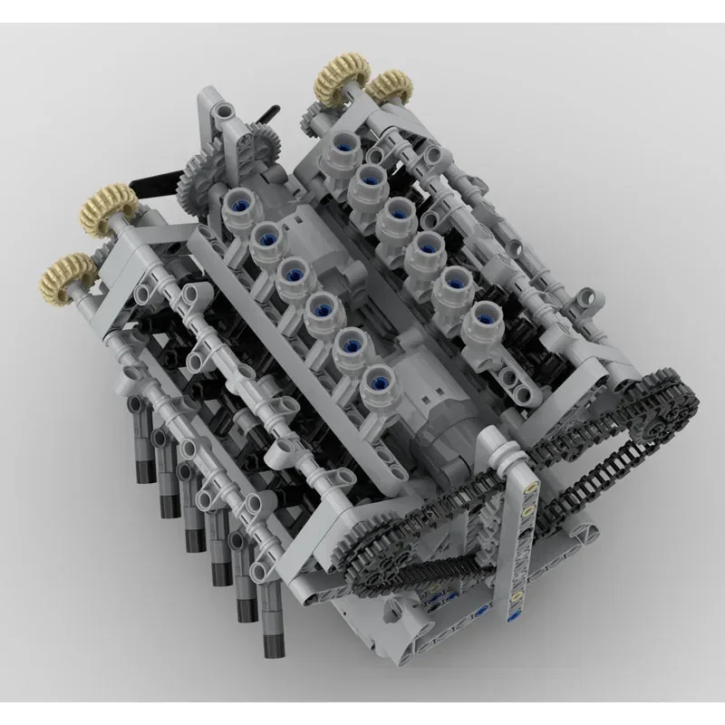 

MOC-40128 Building Block V12 Engine with Transmission Assembly Block Model Puzzle Education Birthday Toy Children's Gift