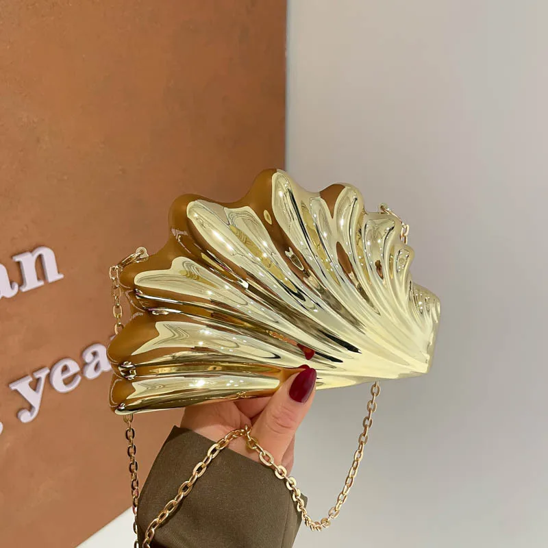 Acrylic Shell Shape Evening Bags For Women Luxury Chain Shoulder Crossbody Bags Party Wedding Clutch Ladies Purse Handbags
