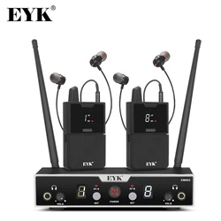 EYK EM802 2 Channels in Ear Monitor System with 2 Bodypack Receiver Monitoring for Stage Performance Studio Recording UHF 50M