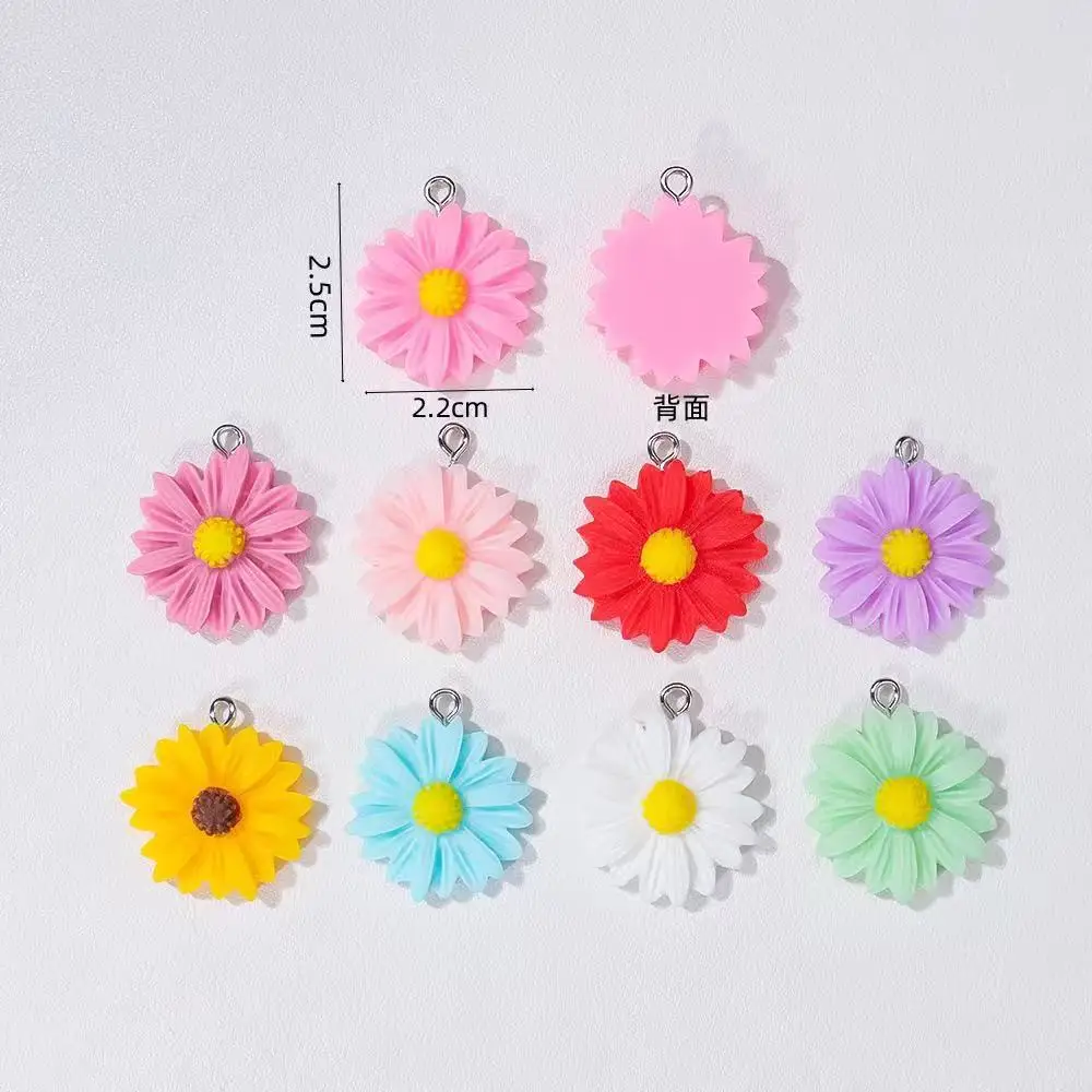 10pcs Cartoon Cute Colorful Daisy Sunflower Charms Simulation DIY Handmade Jewelry Components for Earrings And Necklaces 6