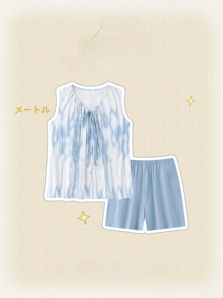cool-sensation-sleeveless-v-neck-women's-nightgown-set-lightweight-comfortable-lyocell-summer-home-wear-outfit