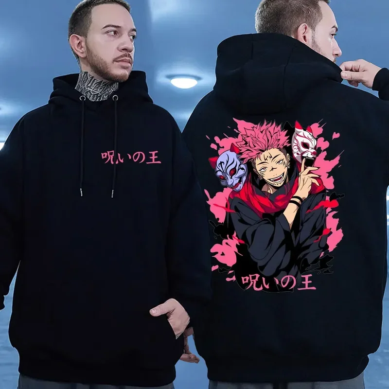 Jujutsu Kaisen Ryomen Sukuna Manga Hoodie Popular Anime Appliques Hooded Pullover Autumn Winter Fleece Plus Size Streetwear