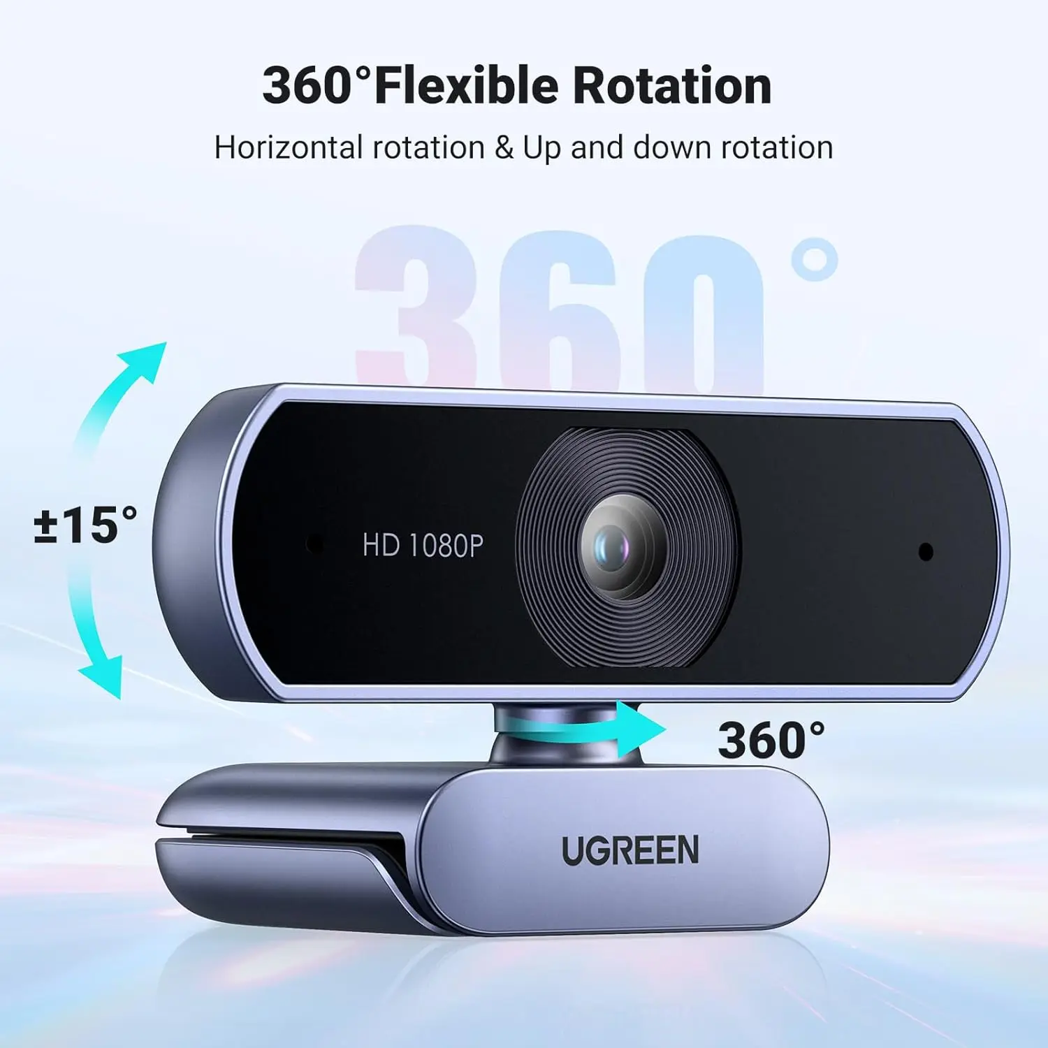 마이크가 포함된 UGREEN 1080P 웹캠 스트리밍용 풀 HD USB 웹 조정 가능한 FOV 소음 제거 Ideo 웹캠