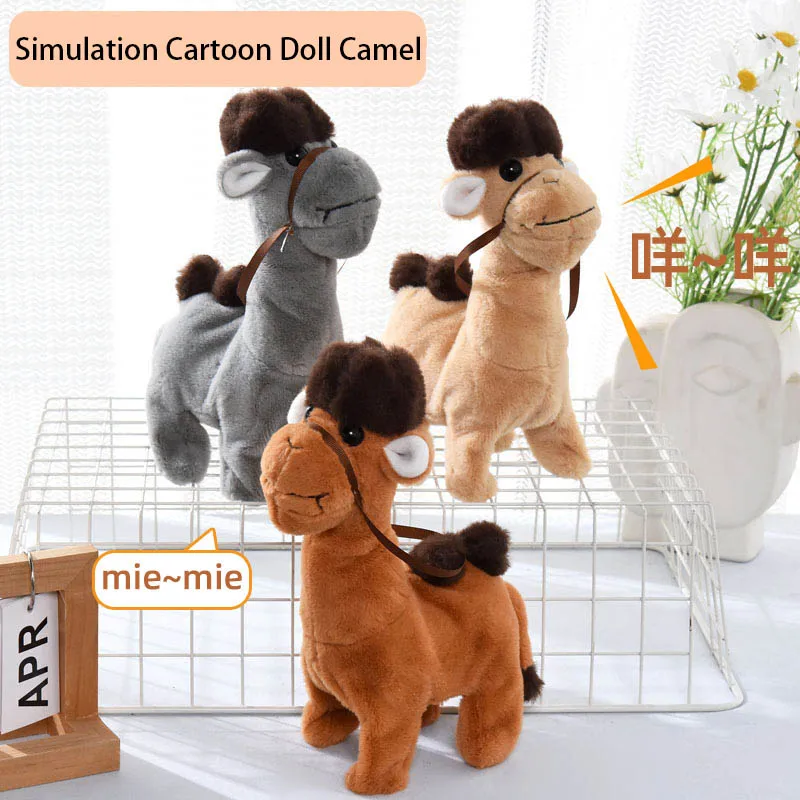 

Children Electric Plush Toy Simulation Cartoon Plush Doll Camel Forward Backward With Barking Electric Pet Kids Interactive Toy