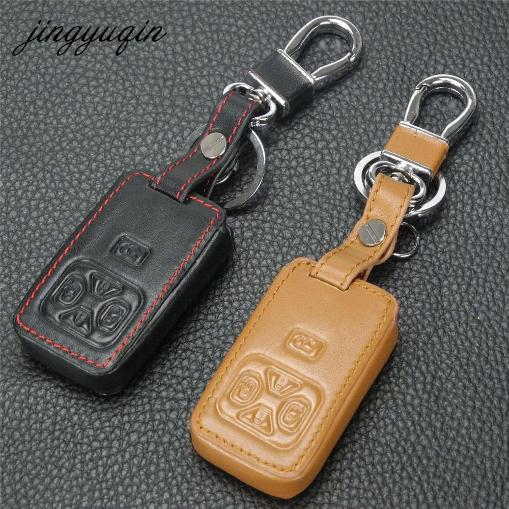 jingyuqin 5 Buttons Keyless Remote Smart Leather Case For Toyota Previa Alphard Prius Smart Protector Key Case Holder Bag