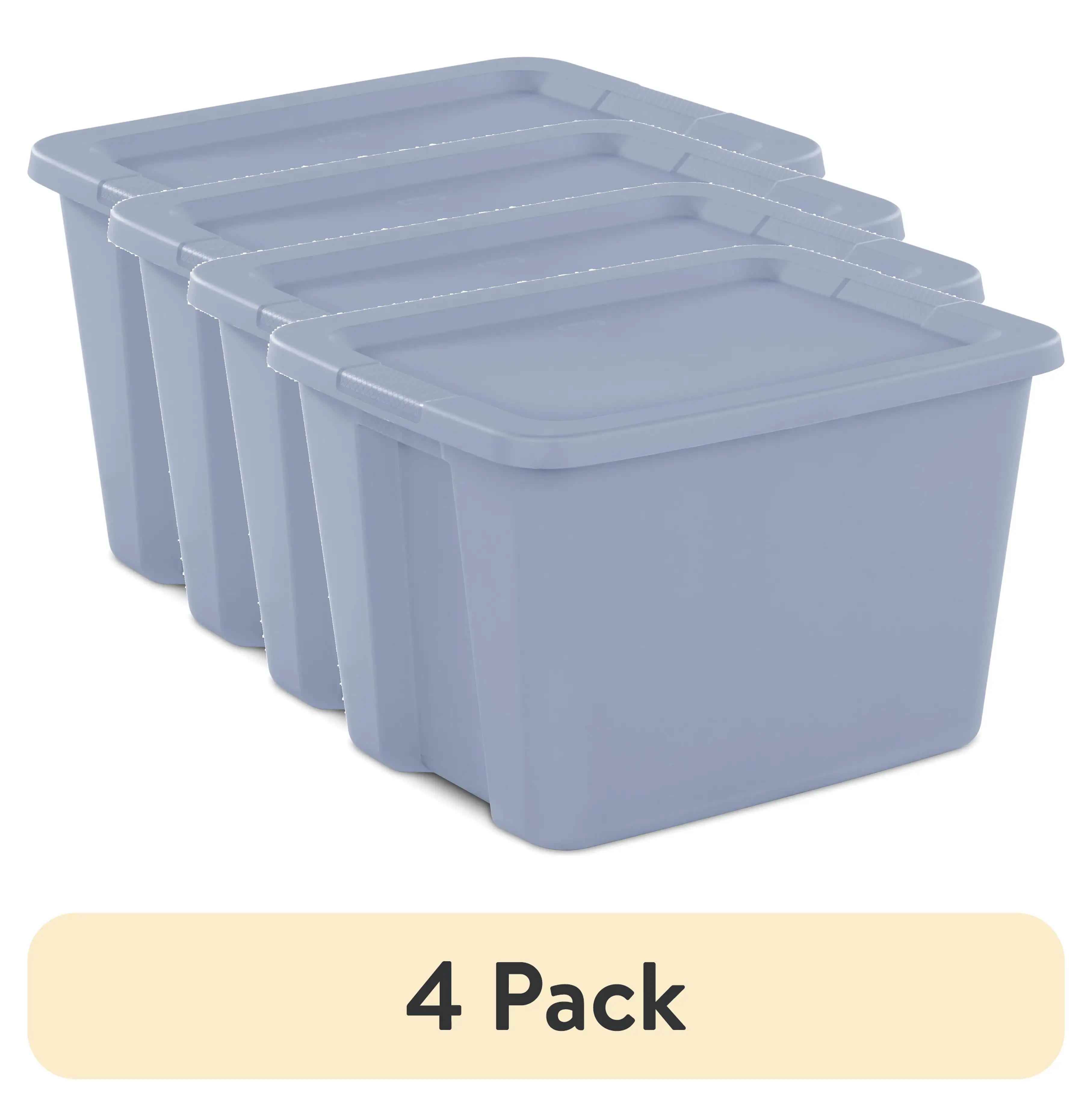 

(4 Pack) Large Storage Bin, 18 Gallon Plastic Storage Container with Snap-On Lid, Light Blue