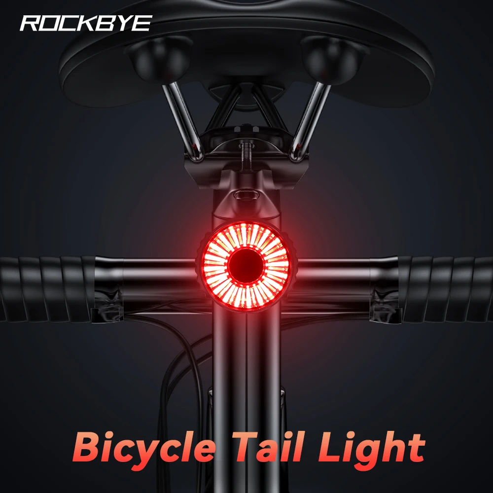 Rockbye Bicycle Rear light Type-C Rechargeable IP65 Waterproof LED Bike Taillight MTB Cycling Night Lamp Bicycle Accessories