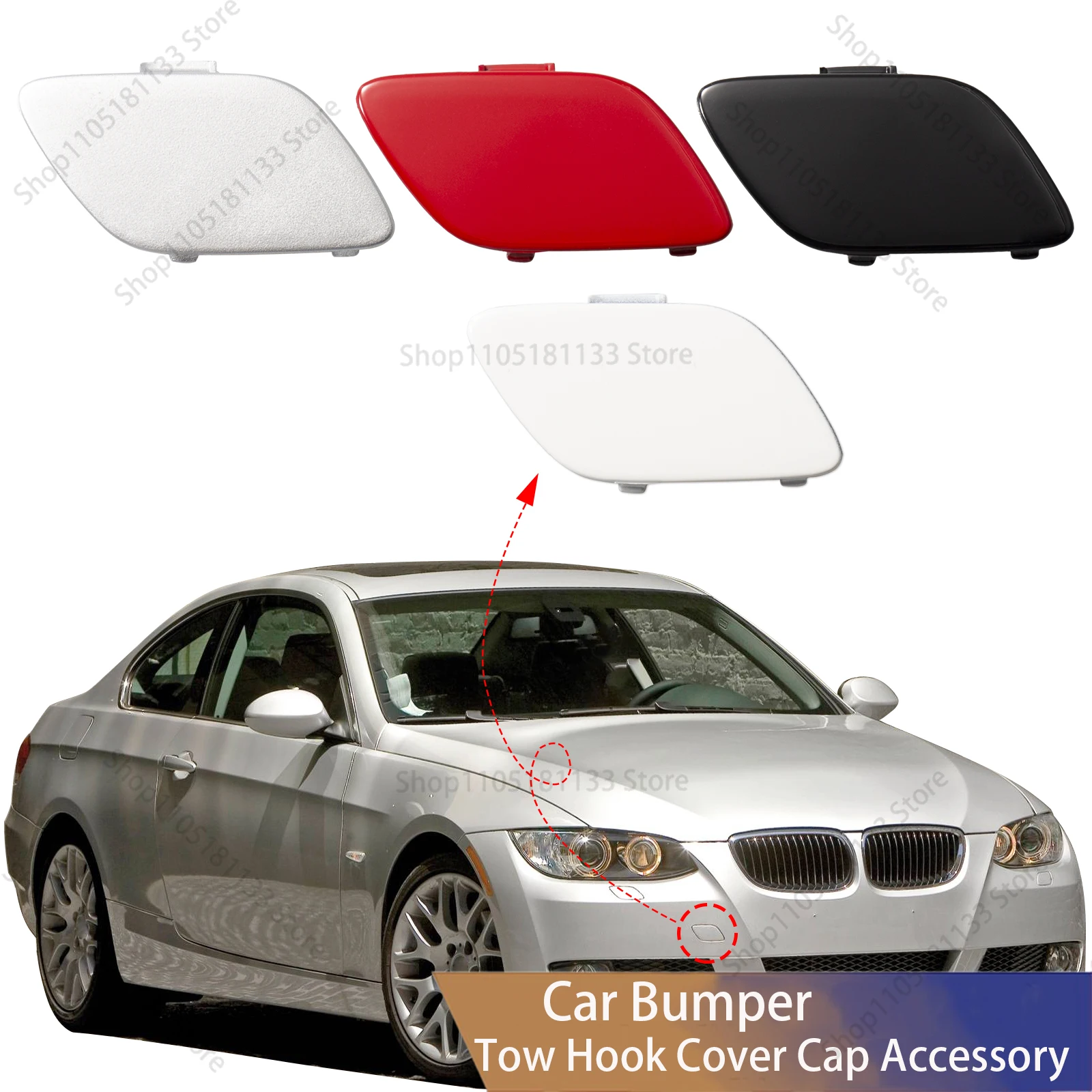 For BMW E92 Coupe E93 Convertible 2007-2010 Front Bumper Tow Hook Cover 51117187956 Durable ABS Plastic Professional