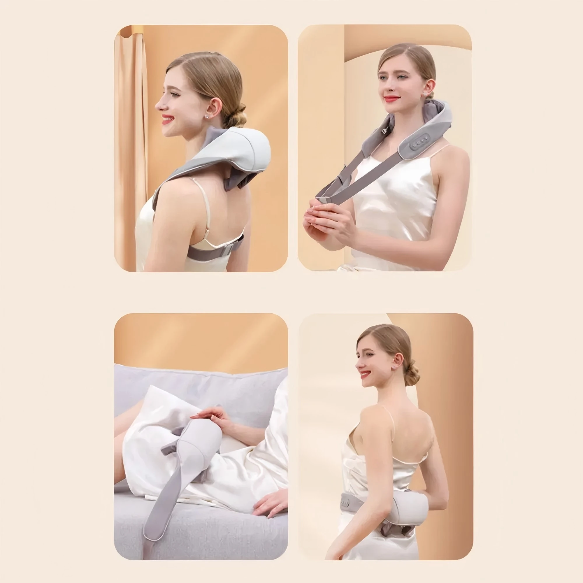 شياتسو مدلك الظهر والرقبة مع الحرارة اللاسلكي مدلك الكتف الكهربائية العميق الأنسجة العجن وسادة تدليك لعضلات الساق الجسم #5