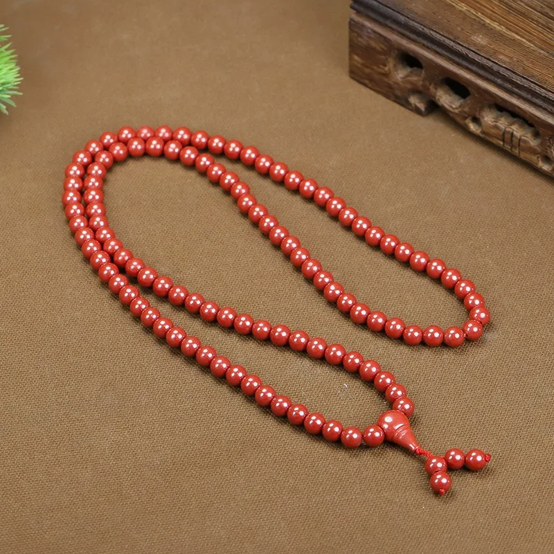 Cinnabar necklace 108 Buddha beads bracelet with multiple circles Natal year imperial sand beaded bracelet