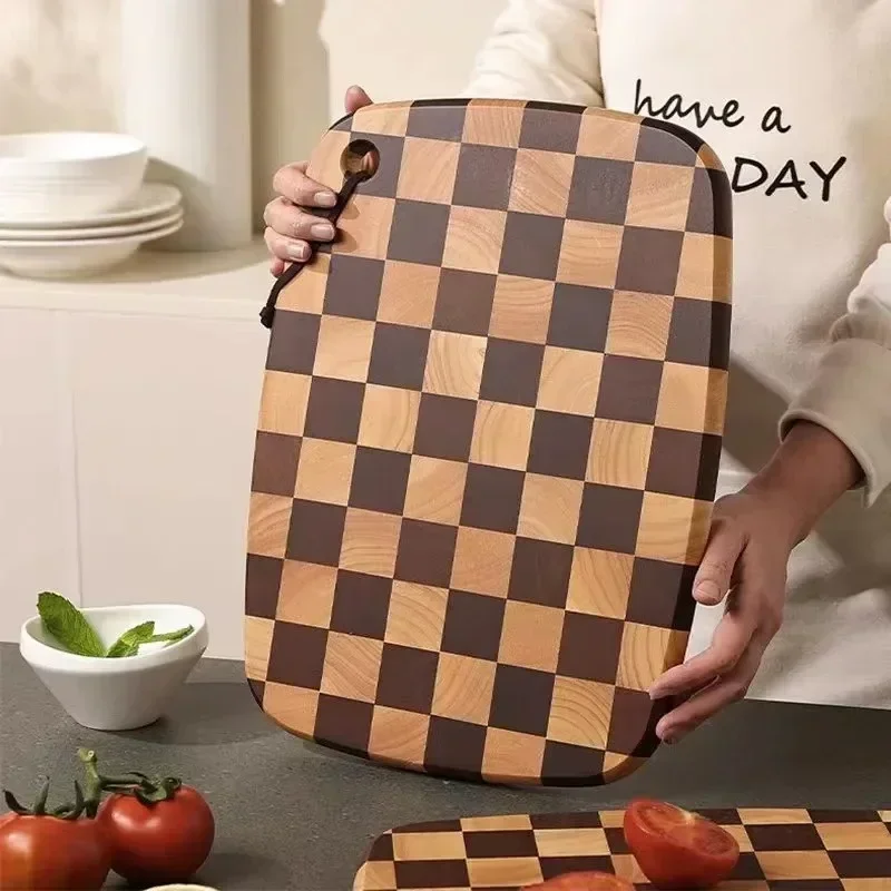 Chessboard Acacia Wood with Grid Cutting Board Thailand Acacia Wood Cutting Board Kitchen Antibacterial Anti Mold Cutting Board
