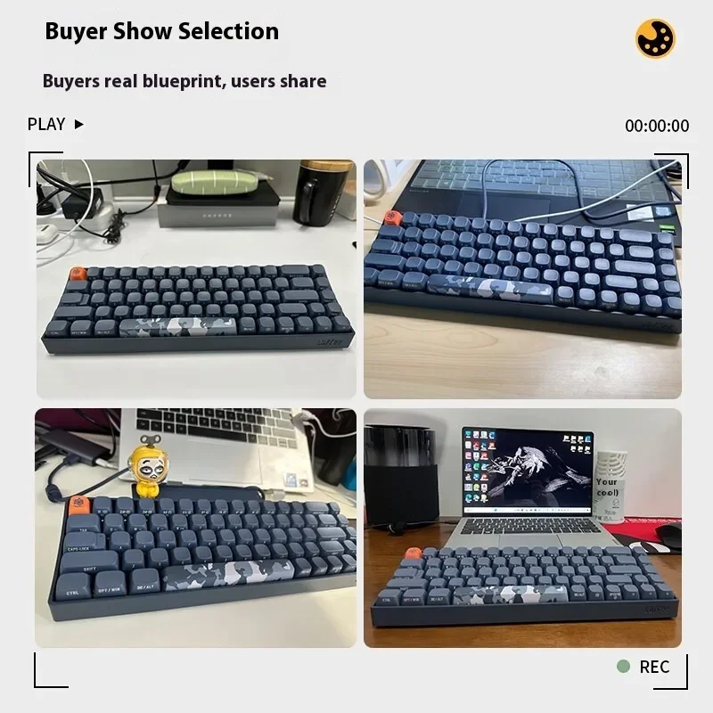 LOFREE 68 Keys Tri-Mode Wireless Mechanical Keyboard Hot-Swappable  Pro Yellow Switch PBT Keycaps for PC Mac iPad Gaming Office