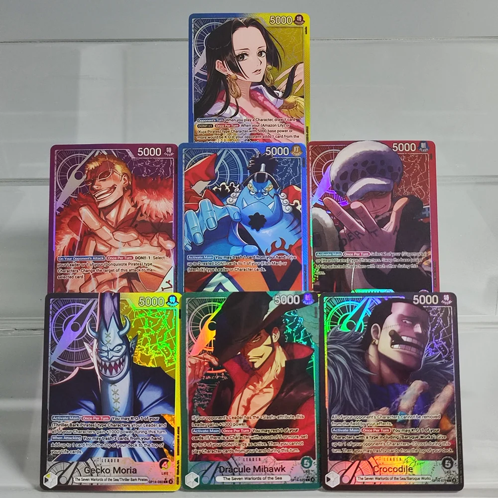 

Self Made OPCG One Piece English OP14 Hancock Law Mihawk Jinbe Doflamingo Crocodile Moria Game Collection Card Toy