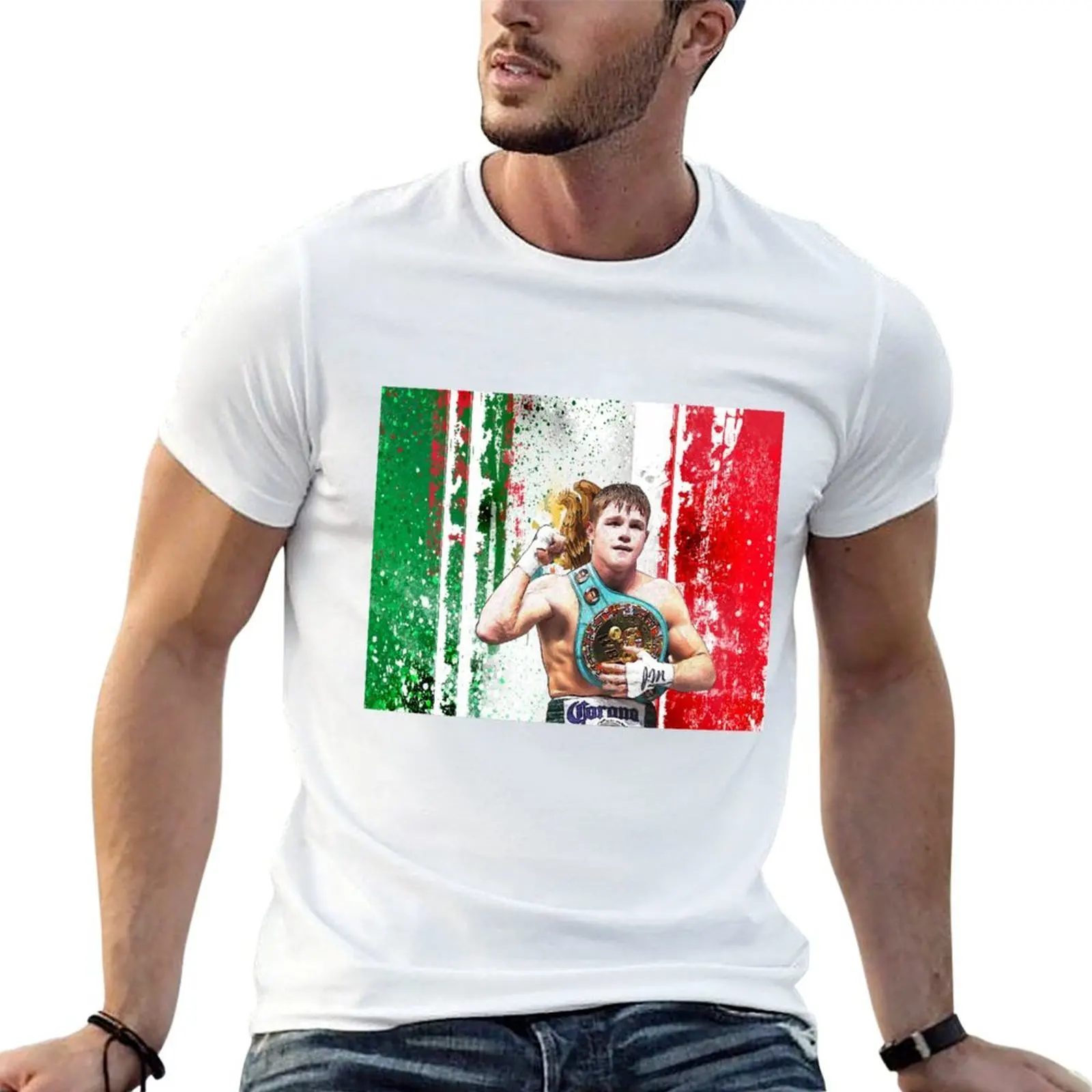 

Saul Canelo Alvarez Boxing Mexico flag T-Shirt essential t shirt t shirt for man T-Shirt