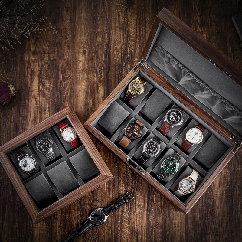 Solid wood Watch Box for Men 6 /10 Slots Luxury Watch Case Display Jewelry Organizer Christmas Birthday Gifts for Him