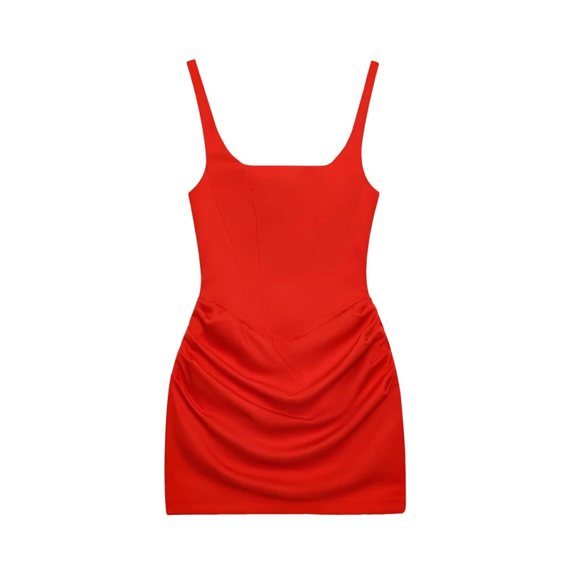 Rückenfreies, gerafftes, sexy figurbetontes Minikleid für Damen, elegantes Bandage-Kleid mit eckigem Ausschnitt, ärmellos, französischer Stil, süßes Club- und Partykleid – Detail 19