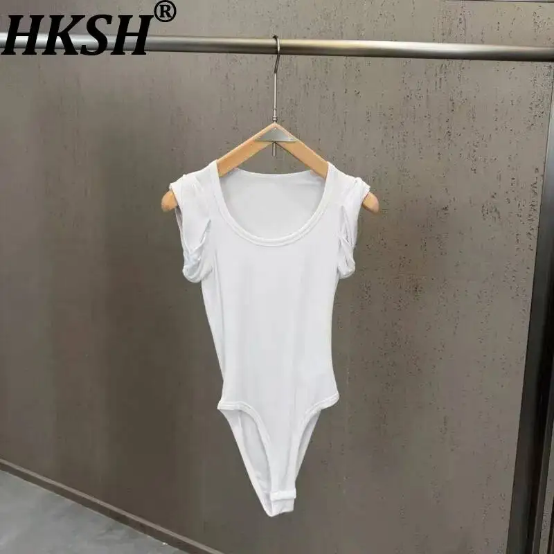 HKSH Women Vest Fashionable Hot Girl Twisted Ribbed Slim Fit O-Neck Solid Color Sexy Jumpsuit Tank Top Spring Summer New HK24900