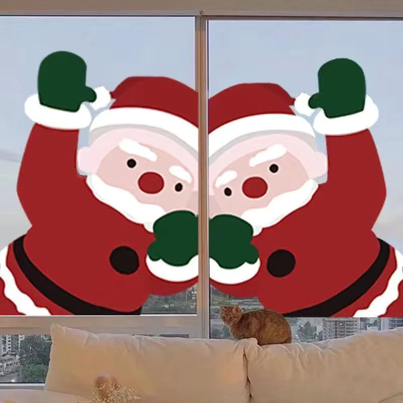 New Christmas Santa Claus window theme decoration electrostatic stickers window shop stickers to decorate the festive atmosphere