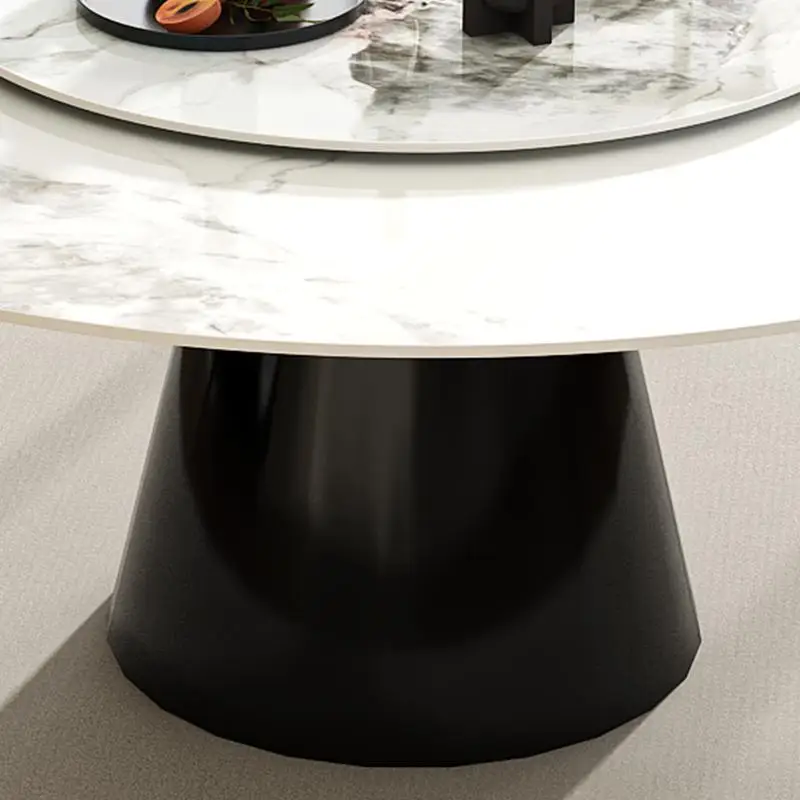 โต๊ะอาหารทรงกลมทันสมัยพร้อมขาไม้สำหรับใช้ในห้องอาหารและห้องครัว ดีไซน์ทันสมัยและทนทาน ประกอบง่าย