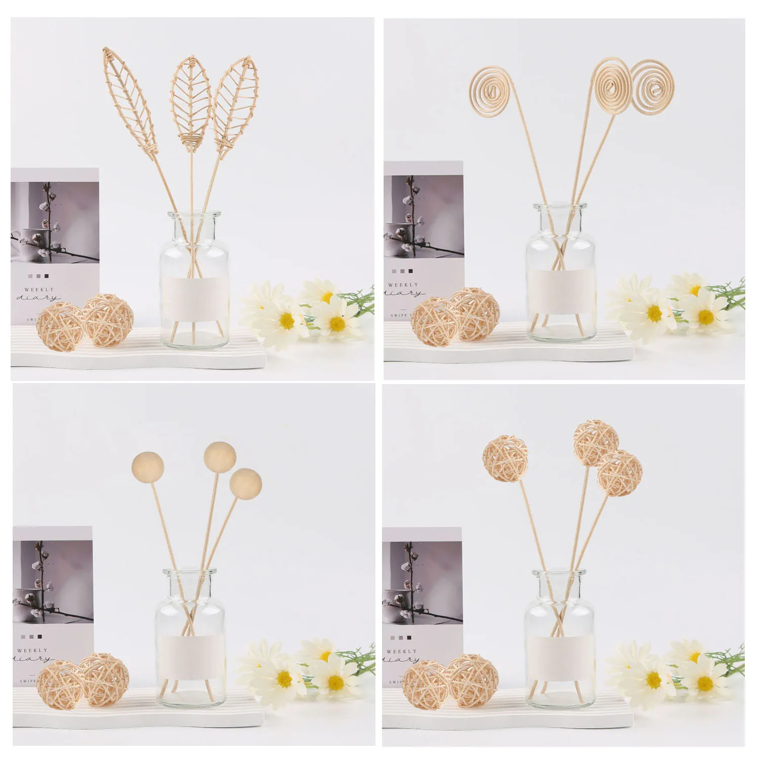 5/15Pcs Long Wavy Rattan Reed Diffuser Sticks Fragrance Diffuser Replacement Refill Airs Freshener Home Fragrance Accessory 3mm