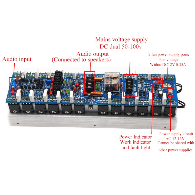 1000w*2 2.0 Power Amplifier Board High Power 24pcs Power Tube 5200 1943 25 Times Amplification Hifi Amplifier High End Audio