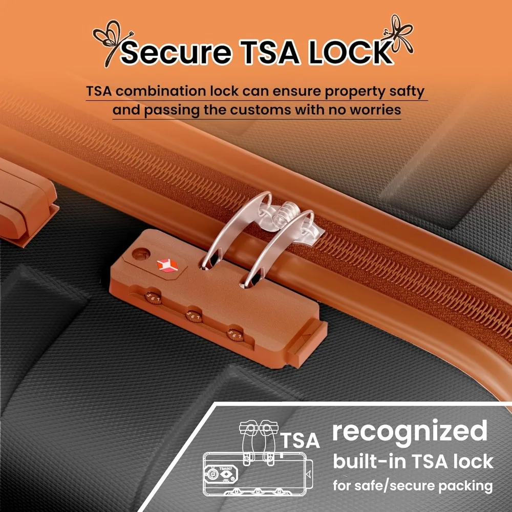 Lightweight 3-Piece Hardshell Suitcase Set with 4 Double Spinner Wheels, TSA Lock, and ABS Material for Travel