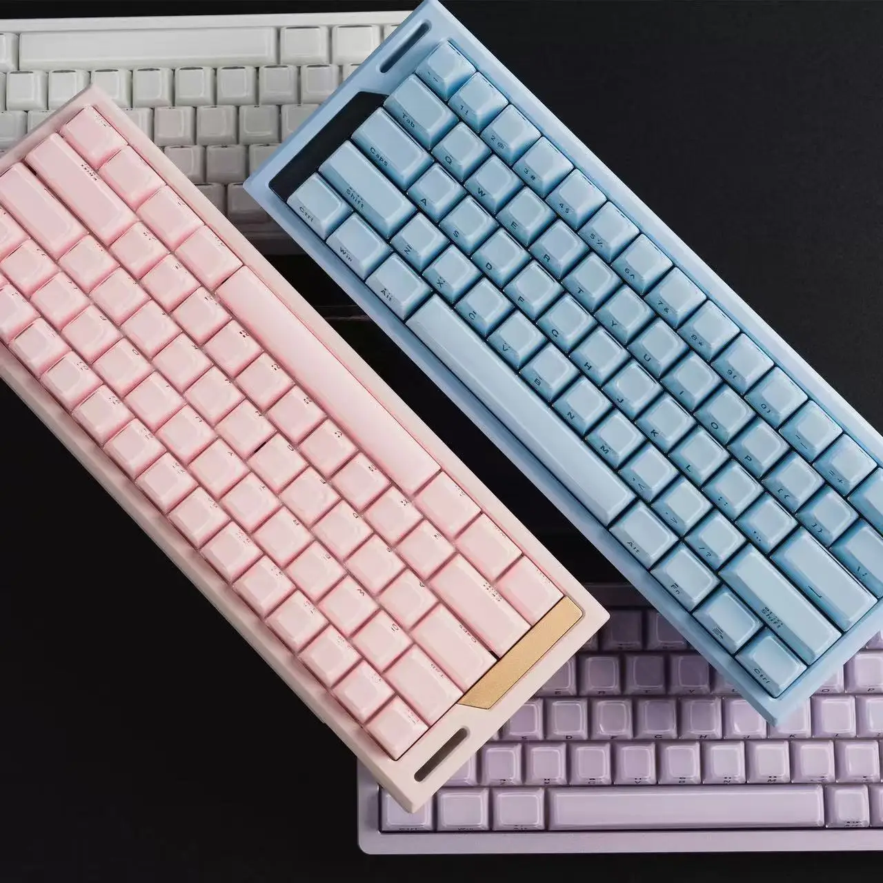 

136 Keys Magic Wave Purple Crystal Clear Jelly Keycaps Double Shot Side-lit ABS PC Keycaps for MX Mechanical Keyboard