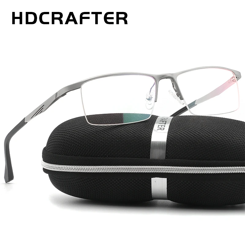 HDCRAFTER Men\'s Prescription Eyeglasses Frames Metal Optical Glasses Frame Brand Designer Clear Reading Glasses For Men Women