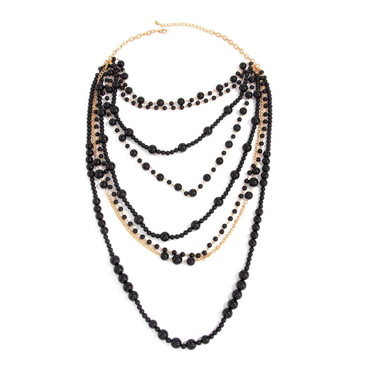 Fashionable Elegant Multi-Layered Faux Pearl Tassel Necklace for Women Wedding Bridal Jewelry Sweater Chain Metal Chain