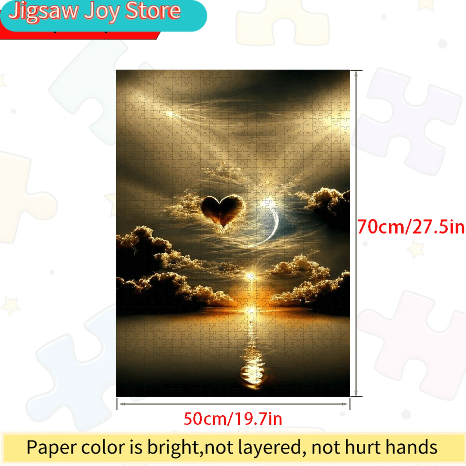 

Moon Phase Puzzle Suitable for - 70x50cm Night Sky Wall Art, Thick Board, Challenging & Rewarding, Perfect Gift for Family, A