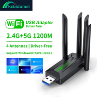Kebidumei 4 Antennas 1200Mbps WiFi USB 3.0 Adapter 2.4G/5GHZ Dual Band WiFi Dongle Wireless Network Card 802.11AX For Win 10/11