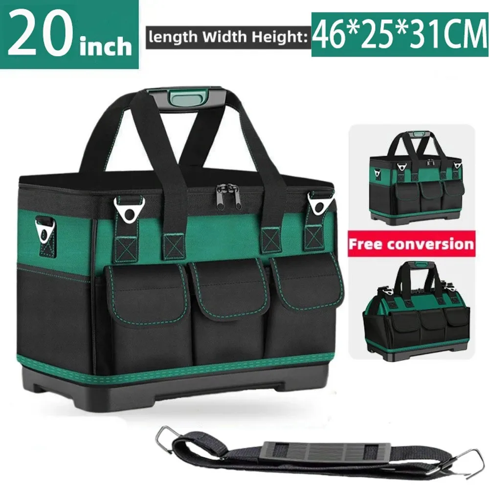 Upgrade 23inch Heighten large capacity Tool Bag Thickened 1680D Oxford Waterproofed Wear-Resistant Electrician Storage Toolkit