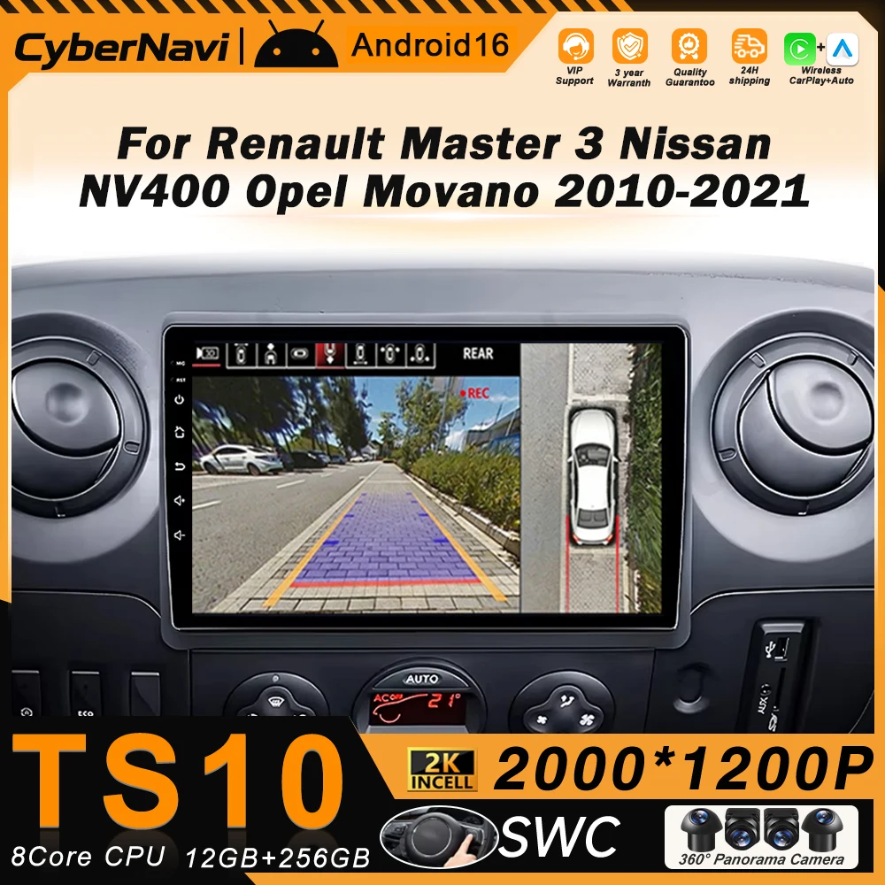 Android Auto Radio For Renault Master 3 III Nissan NV400 Opel Movano Wireless Carplay Bluetooth Multimedia GPS 2 Din Autoradio