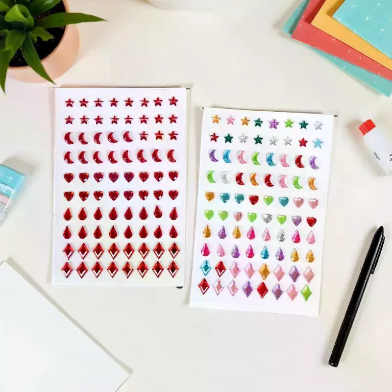 80 قطعة من ملصقات الوجه على شكل خاص، ملصقات وشم مؤقتة ملونة للحفلات DIY ملصقات عين الوجه، أدوات مكياج بأحجار الراين الدائمة