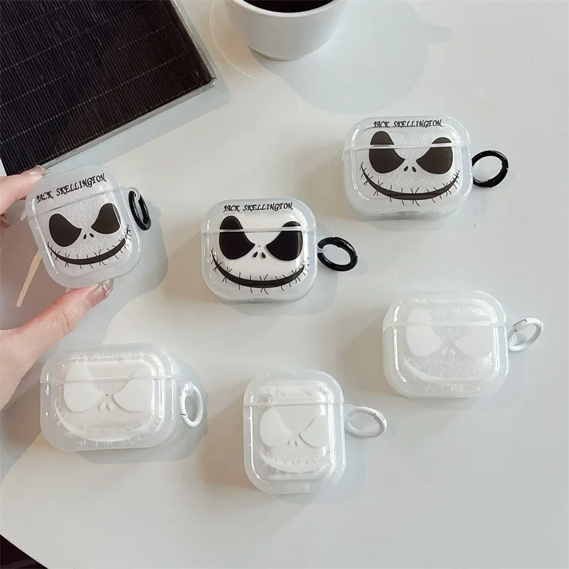 Creative Ghost Face Case for AirPods 4 Airpod 1 2 3 Pro Pro2  Bluetooth Earbuds Charging Box Protective Earphone Case Cover