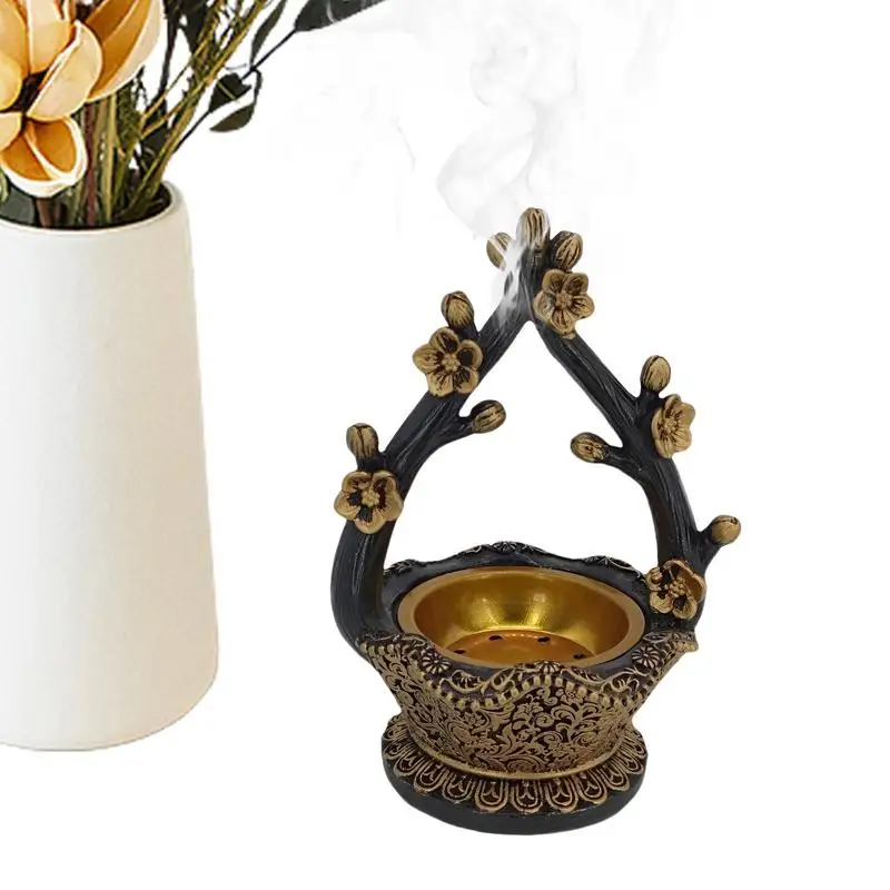 Flower Branch Incense Burner Yoga Meditation Home Aromatherapy Multipurpose Home Statue Decor Chlorophytum Statues for decor