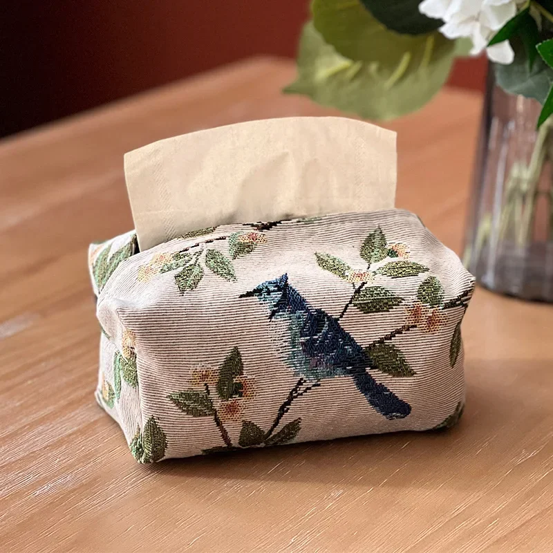 Paper Drawing Bag Tissue Box European Retro StyleTissue Case Tissue Cover Fabric Drawing Box Living Room Paper Household Desktop