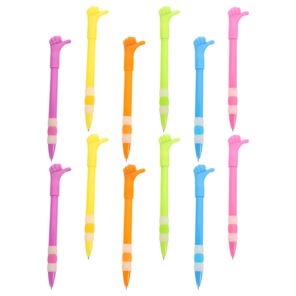 

12 шт., шариковые ручки с большим пальцем вверх, креативный мультяшный дизайн, удобная ручка, гладкая ручка для письма, студенческие офисные подарочные ручки