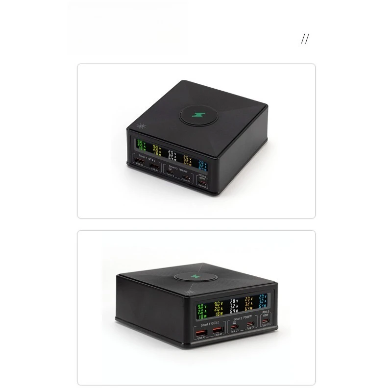 USB smart display multi-port charger, mobile phone wireless charging