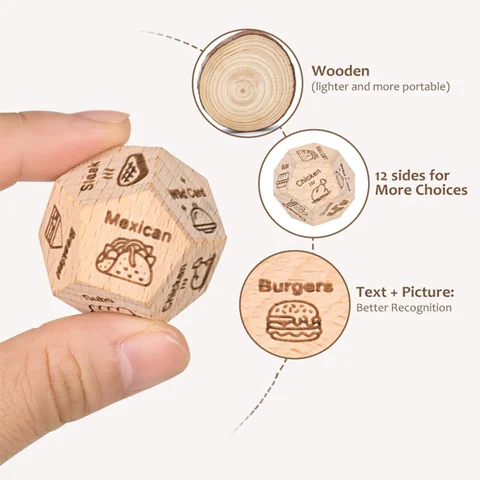 Dice for Her Him Couples Gift Ideas Food Decision Dice Games Christmas Birthday Valentines Day Gifts for Wife Husband